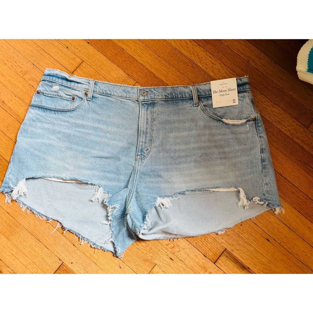 A&F Abercrombie & Fitch‎ The Mom Short High Rise Curve Love Plus Size 22 NWT